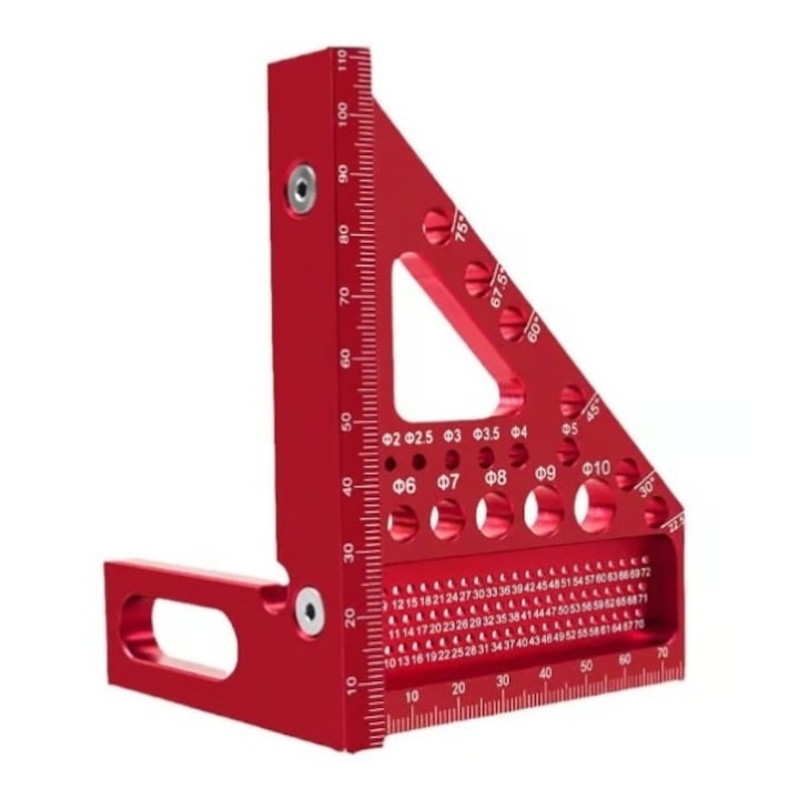 Echer, trasare de precizie, ajuta la prelucrarea lemnului, marcheaza simultan fata si muchia, trepte pentru marcare rapida, design stabil, din aluminiu durabil, MARKSQU VIXSON®