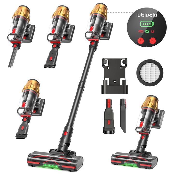 Aspirator fara fir Lubluelu G11, 50000 Pa, 220 W, autonomie 50 min, display smart si perie anti-incurcare