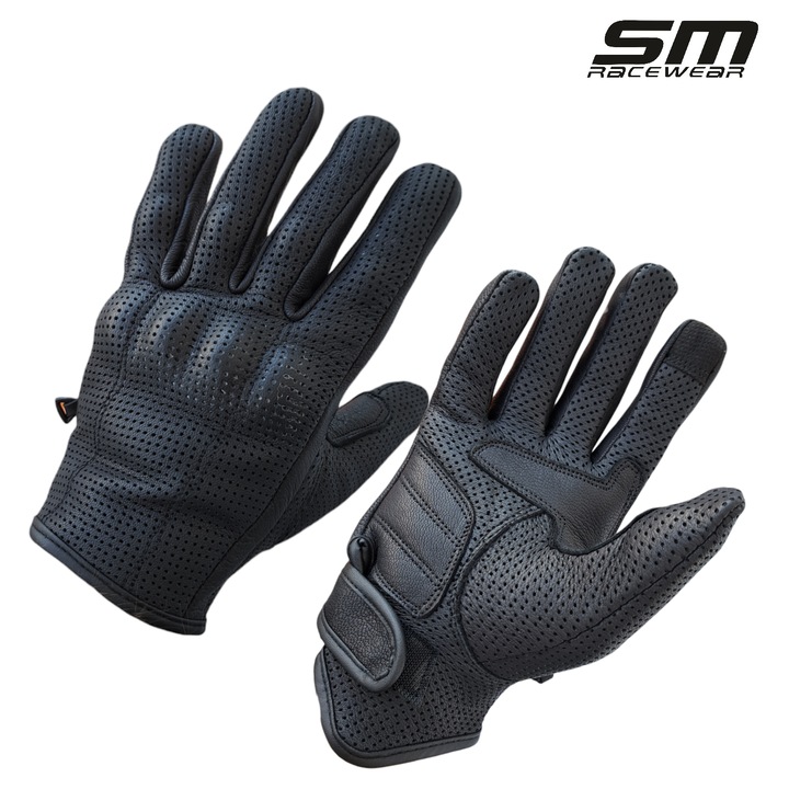 Manusi moto Tornado, piele naturala, Negru, 3XL