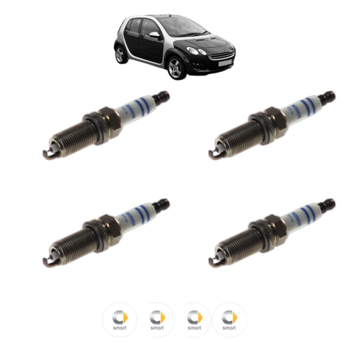 Set 4 Bujii Scanteie SMART FORFOUR (454) 1.3 (454.031) 95 CP din 2004 - 2006, bujie motor, Bosch, 4x Stickere auto cu SMART