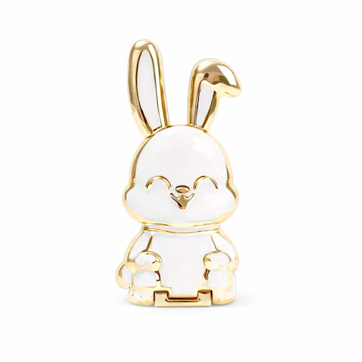 Suport de birou pentru telefon cu sistem push-pull, model Rabbit, mecanism cu parghie