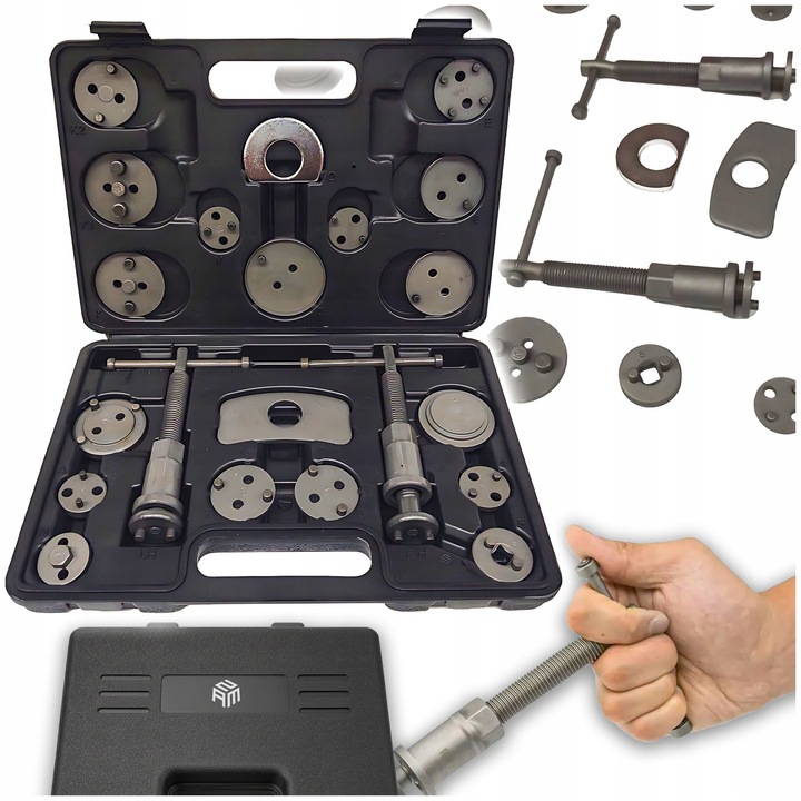 Set universal de 21 piese pentru extragerea pistonului de frana, ZAM, otel calit, cutie de transport