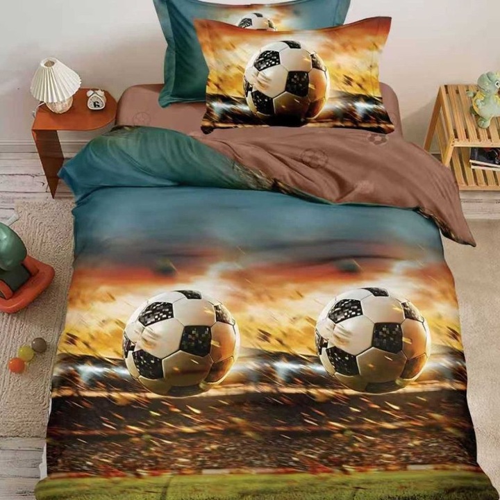 Set lenjerie de pat, 1 persoana, 150 x 220 cm, finet satinat, 4 piese, Casa de Vis Online, Y60-148