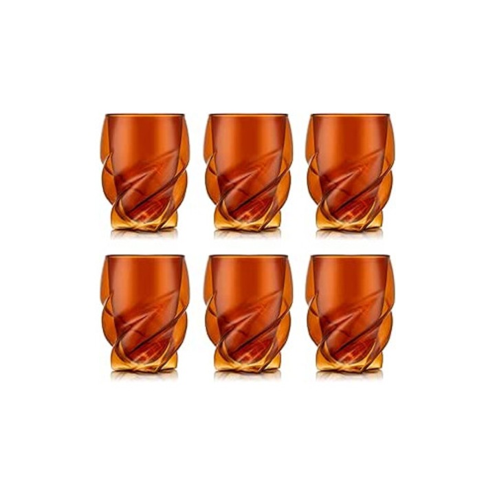 Set de 6 pahare Bodum cu pereti dubli Pavina Paris, transparente rosii – 270 ml – Pahare termice sigure pentru masina de spalat vase – Sticla borosilicata suflata manual