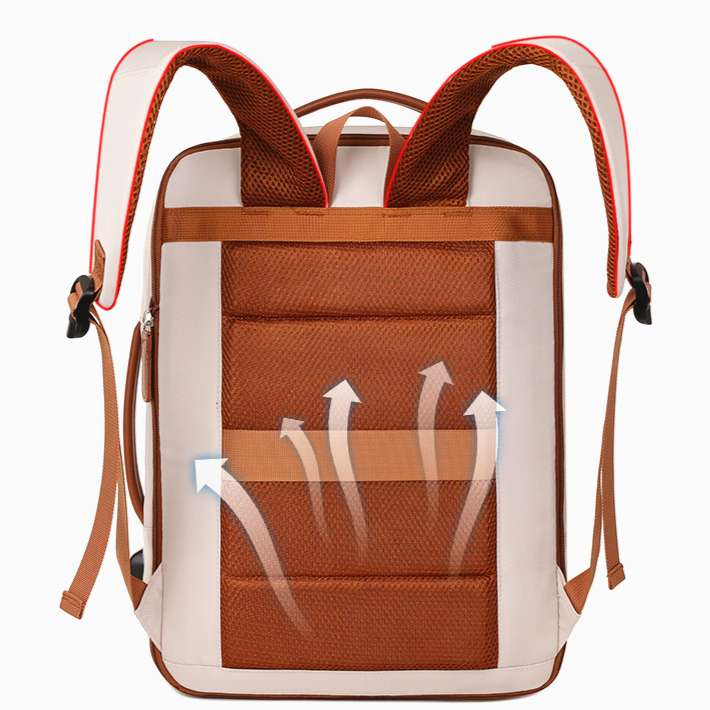 Rucsac, Aiorber, husa pentru laptop, incarcare USB, rezistent la stropire, design cu separare uscat/umed, maner de transport, 31 x 12 x 42 cm, rezistent la stropire, tesatura Oxford, roz