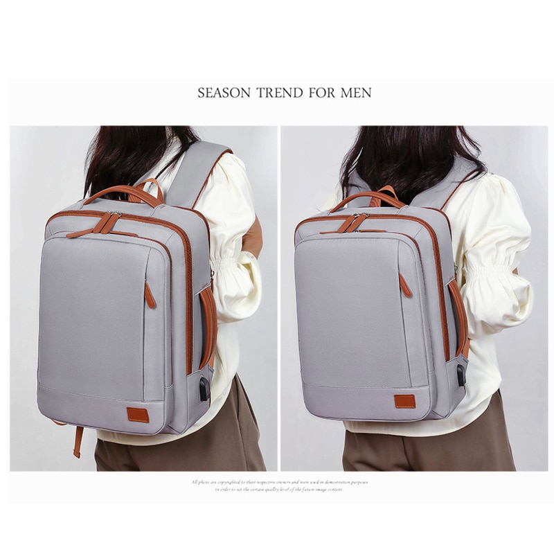 Rucsac, Aiorber, husa pentru laptop, incarcare USB, rezistent la stropire, design cu separare uscat/umed, maner de transport, 31 x 12 x 42 cm, rezistent la stropire, tesatura Oxford, gri