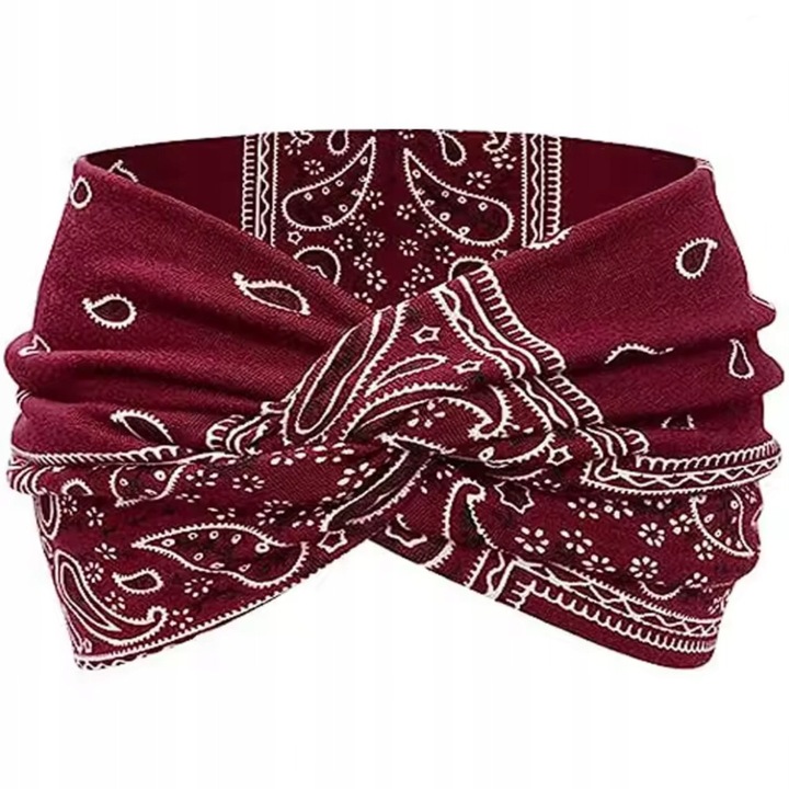 Лента за глава за дами, SNM, еластична и широка, дишаща и мека материя, предпазва ушите от студ, аксесоар Pin Up и тюрбан, идеална за спорт или козметика, удобна, 40-60 см, бордо