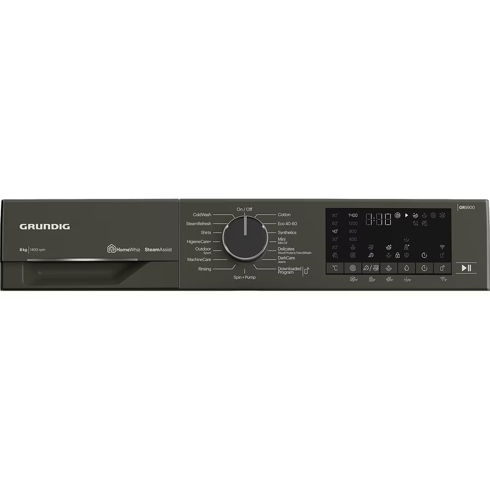 Masina de Spalat Rufe Frontala GRUNDIG GW9P88418MB2 ES, SteamAssist, 8 kg, 1400 rpm, Clasa A, Wi-Fi, Gri Inchis