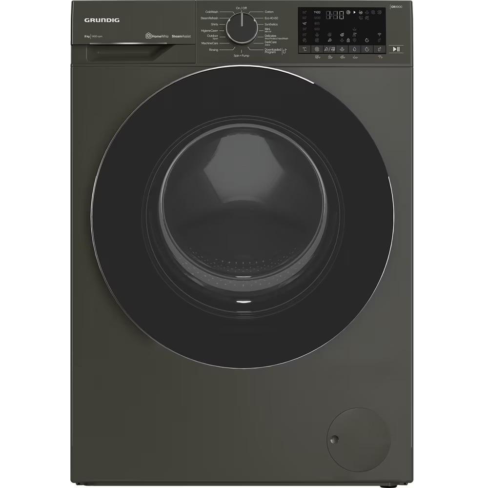 Masina de Spalat Rufe Frontala GRUNDIG GW9P88418MB2 ES, SteamAssist, 8 kg, 1400 rpm, Clasa A, Wi-Fi, Gri Inchis