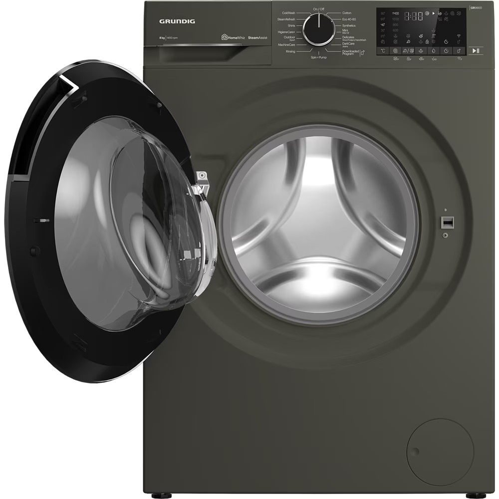 Masina de Spalat Rufe Frontala GRUNDIG GW9P88418MB2 ES, SteamAssist, 8 kg, 1400 rpm, Clasa A, Wi-Fi, Gri Inchis