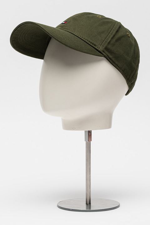 Tommy Hilfiger, Шапка Flag '85 от органичен памук, Тъмнозелен