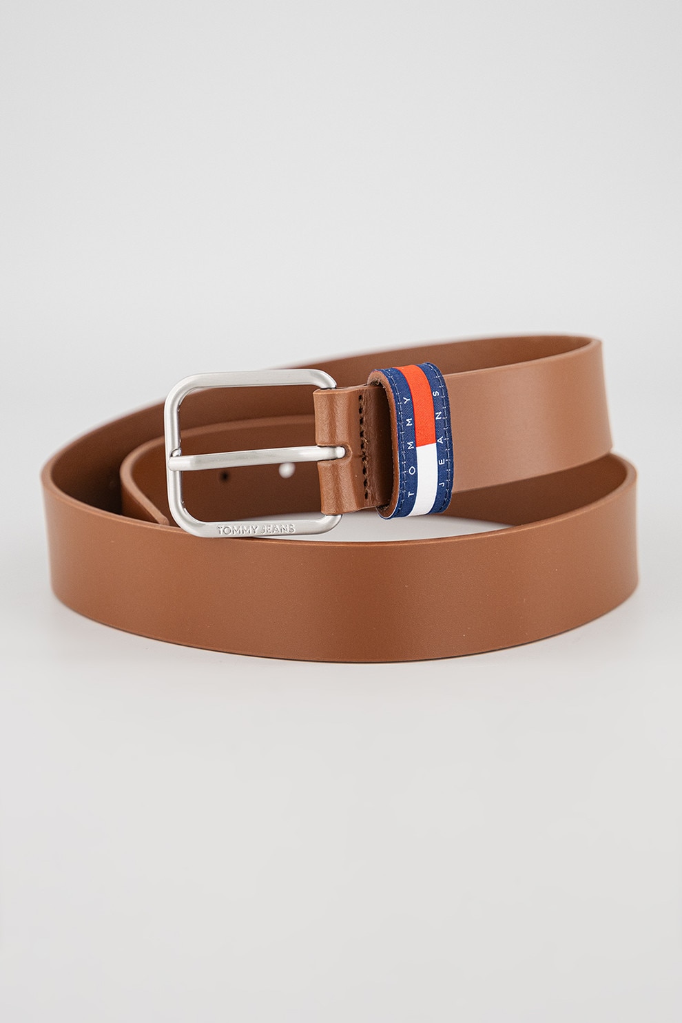 Tommy Jeans, Curea de piele cu logo Ryan, Maro cognac, 100