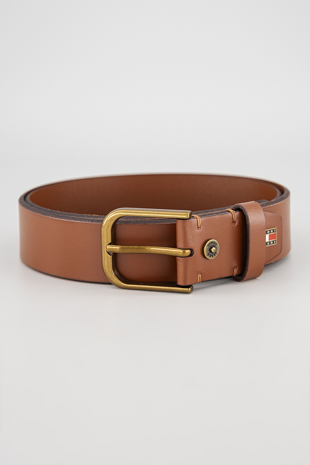 Tommy Jeans, Curea din piele Heritage, Maro scortisoara, 105