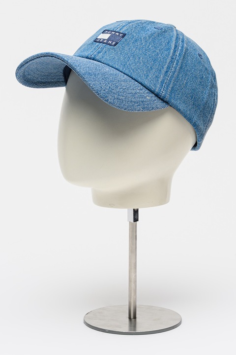 Tommy Jeans, Шапка Heritage от деним с лого, Син меланж