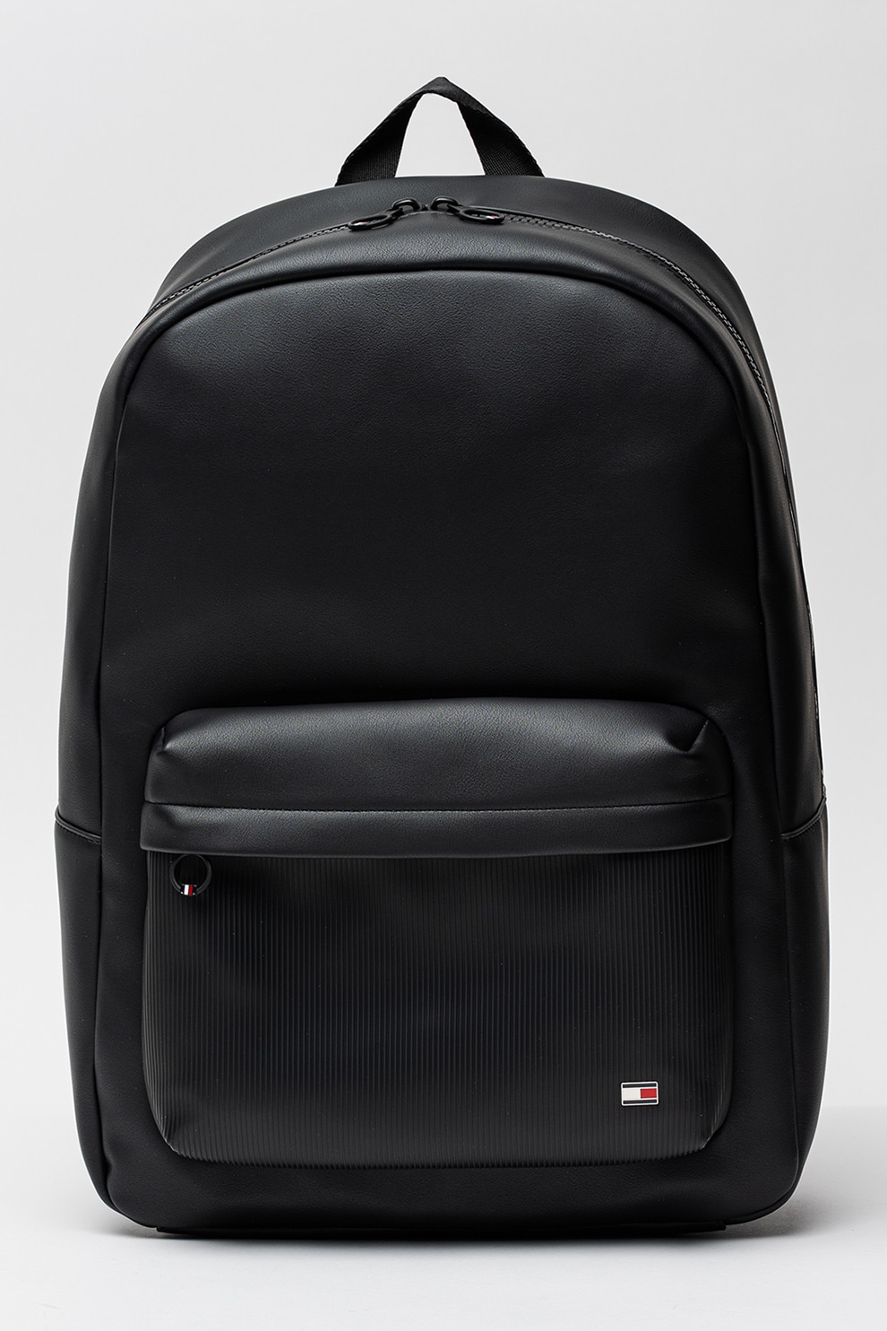 Tommy Hilfiger, Rucsac de piele ecologica Flag - 14.2L, Negru