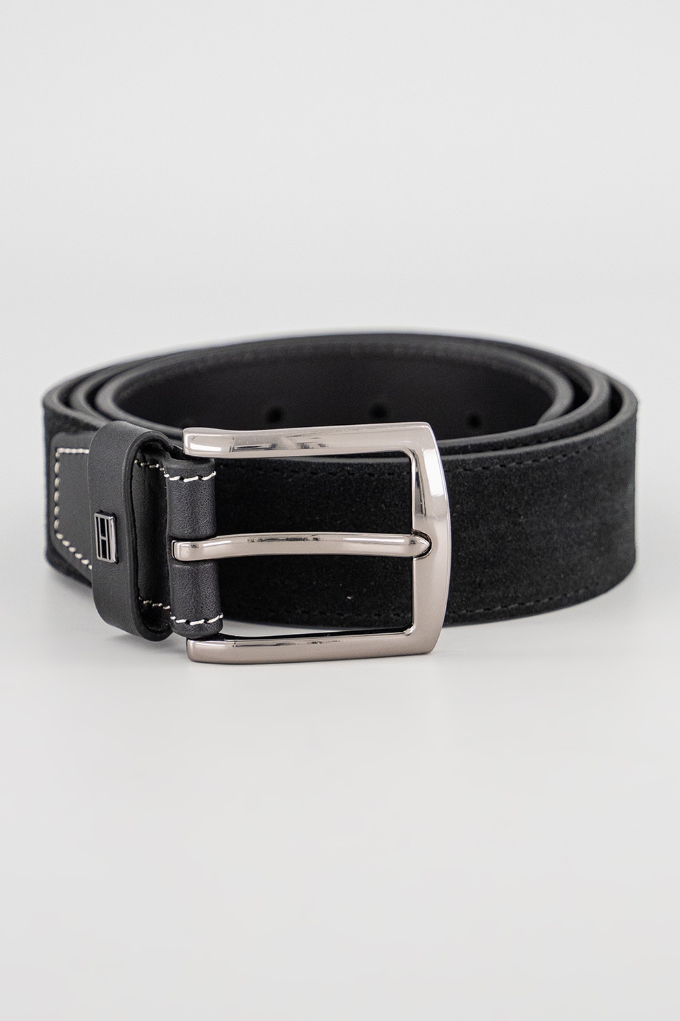 Tommy Hilfiger, Curea de piele intoarsa Denton, Negru, 100