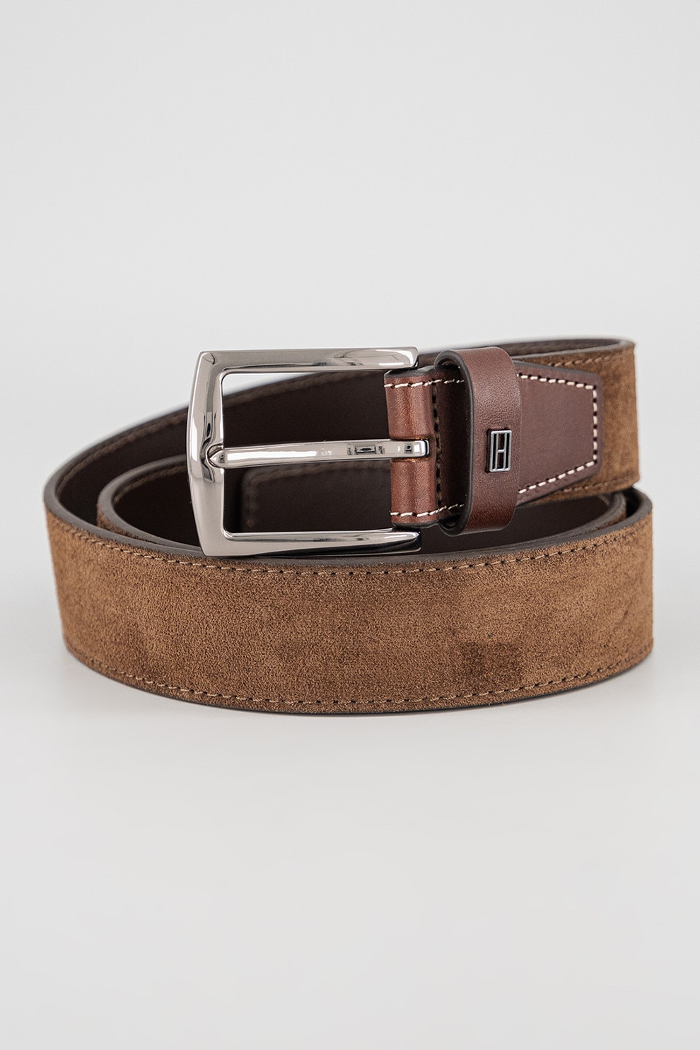 Tommy Hilfiger, Curea de piele intoarsa Denton, Maro pamantiu, 105