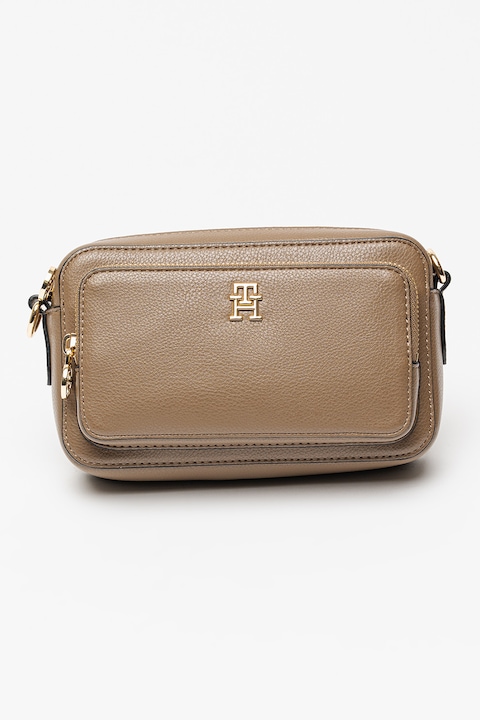 Tommy Hilfiger, Geanta crossbody de piele ecologica Icon, Maro pamantiu