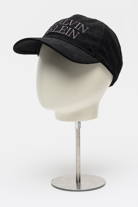 CALVIN KLEIN, Бейзболна шапка с лого и рипс, Черен, Tъмносив