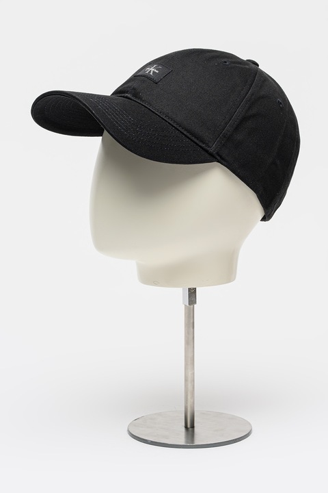 CALVIN KLEIN, Памучна бейзболна шапка с пришито лого, Черен