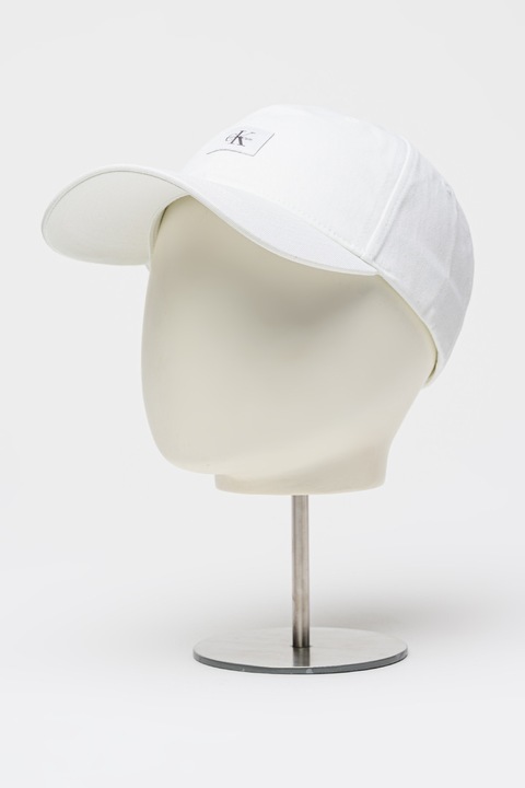 CALVIN KLEIN, Памучна бейзболна шапка с пришито лого, Бял