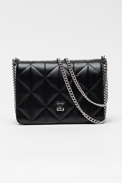 CALVIN KLEIN, Малка капитонирана чанта от еко кожа, Черен