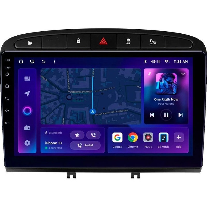 Navigatie Auto MOSS M2 Peugeot 308 2007-2015 4+64GB 9" IPS Octa-core 1.6Ghz Android 4G Bluetooth 5.1 DSP