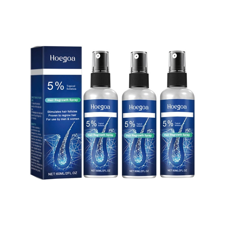 Spray pentru ingrijirea parului, Hoegoa, set 3 piese, hranitor si volumizant, unisex
