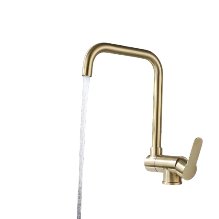 304-es rozsdamentes acélból készült, arany színű, összecsukható csaptelep mosogatóhoz, hideg- és melegvíz használatra