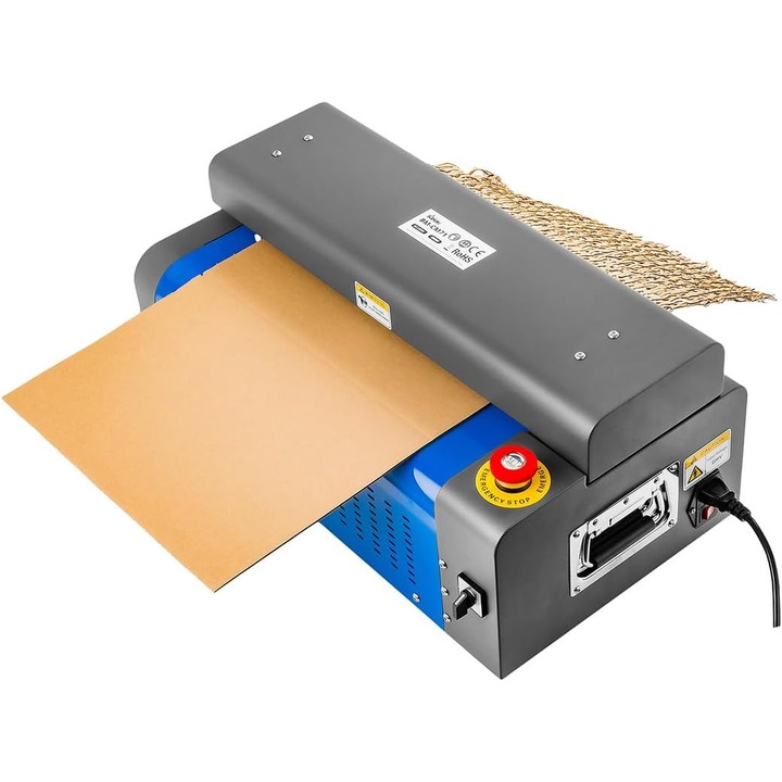 Masina de taiat carton, latime carton 325 mm, grosime 10 mm, 250 W, 3 m/min, tocator carton si carton ondulat, ambalaje reciclabile, carcasa metalica, Bublaki BM-CM70, gri-albastru