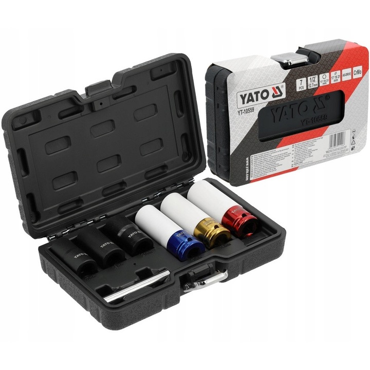YATO Set de tubulare de impact pentru roti din aluminiu, 7 piese