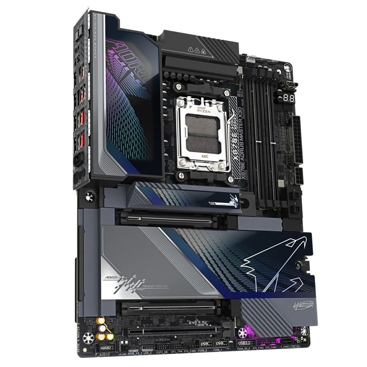 Дънна платка Gigabyte X870E AORUS MASTER X3D, 4xDDR5, 256GB, ATX, многоцветна