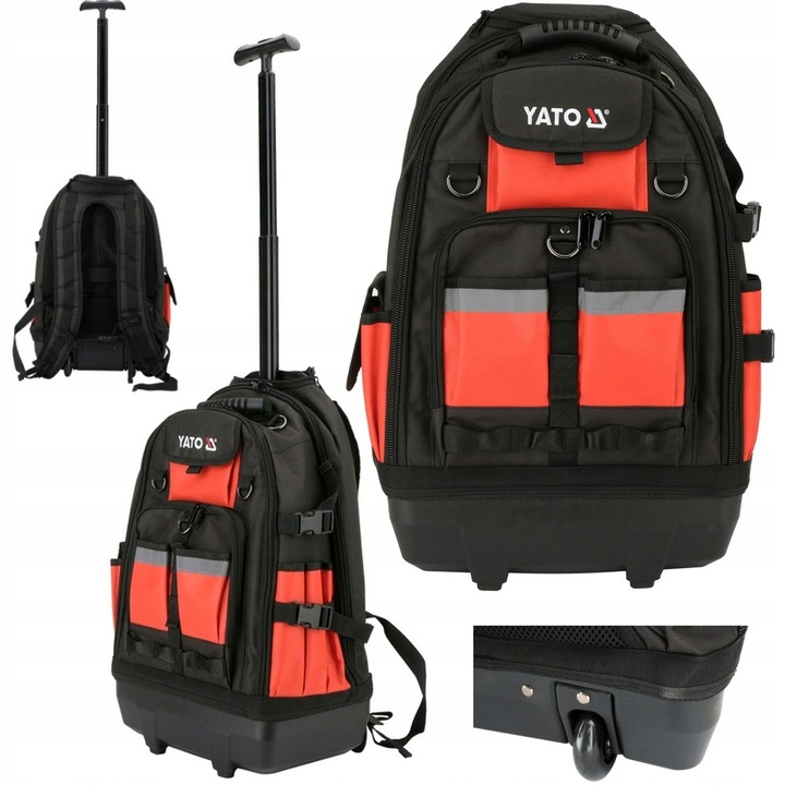 Rucsac unelte cu roti Toya, 48L, poliester 600D, dimensiuni 37x23x57cm, baza rezistenta