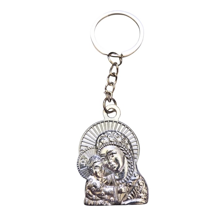 Vallásos szimbolikus kulcstartó, ellenálló fém, ezüst, Dactylion®
