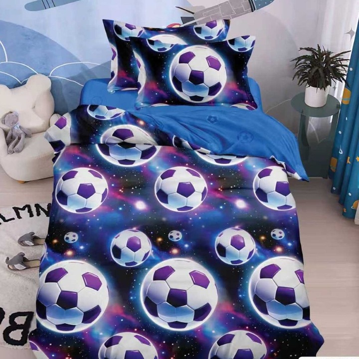 Set lenjerie de pat, 1 persoana, 150 x 220 cm, finet satinat, 4 piese, Casa de Vis, Y60-153