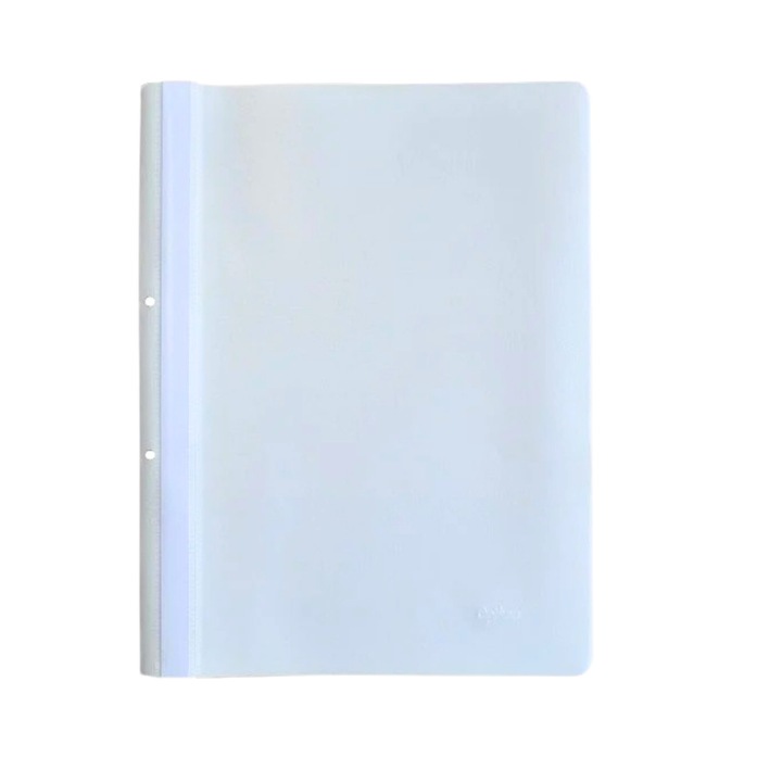 Set 10 dosare plastic PP A4 cu sina si gauri Optima, 120/180 microni, Alb