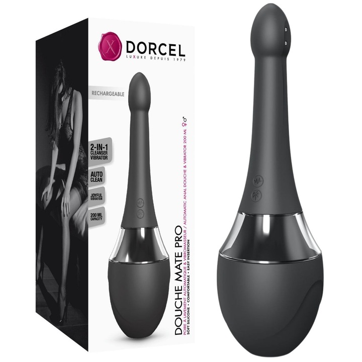 Douche Mate Pro - Beöntő labda és vibrátor 2 az 1-ben, 7 rezgésmód, USB, Fekete, 12cm