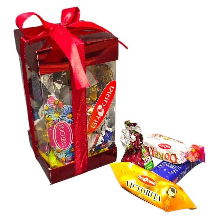 Cutie Eleganta cu 200 g Ciocolata Bucuria – Mix Premium de Ciocolata, Cadou Ideal pentru Orice Ocazie