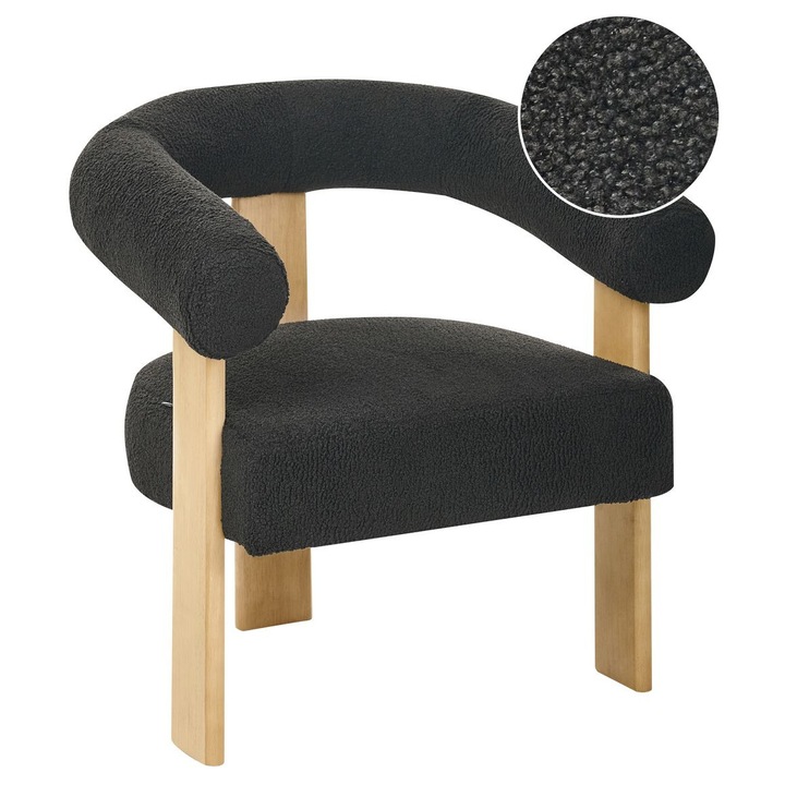 Fotoliu retro Beliani Boucle Negru/Maro deschis, 77x68cm