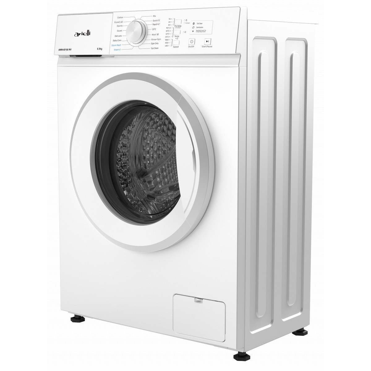 Masina de spalat rufe Arielli AWM-60168 INV, Adancime 41cm, Motor invertor, Program abur, 1000 rpm, 6 kg, Clasa A, Alb
