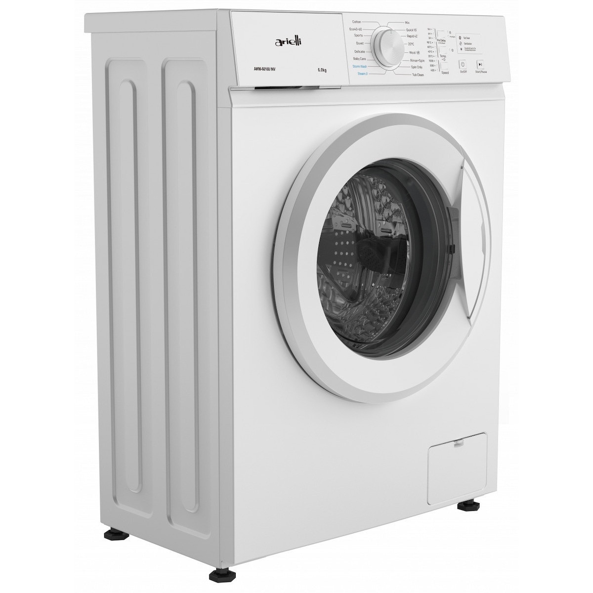 Masina de spalat rufe Arielli AWM-60168 INV, Adancime 41cm, Motor invertor, Program abur, 1000 rpm, 6 kg, Clasa A, Alb