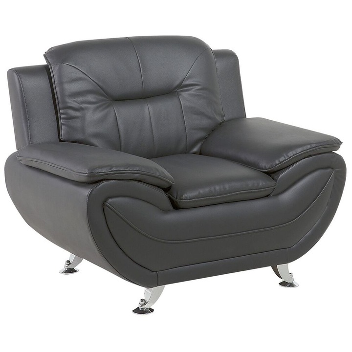 Fotoliu Beliani Leira Piele ecologică Gri, Modern, 113x86cm