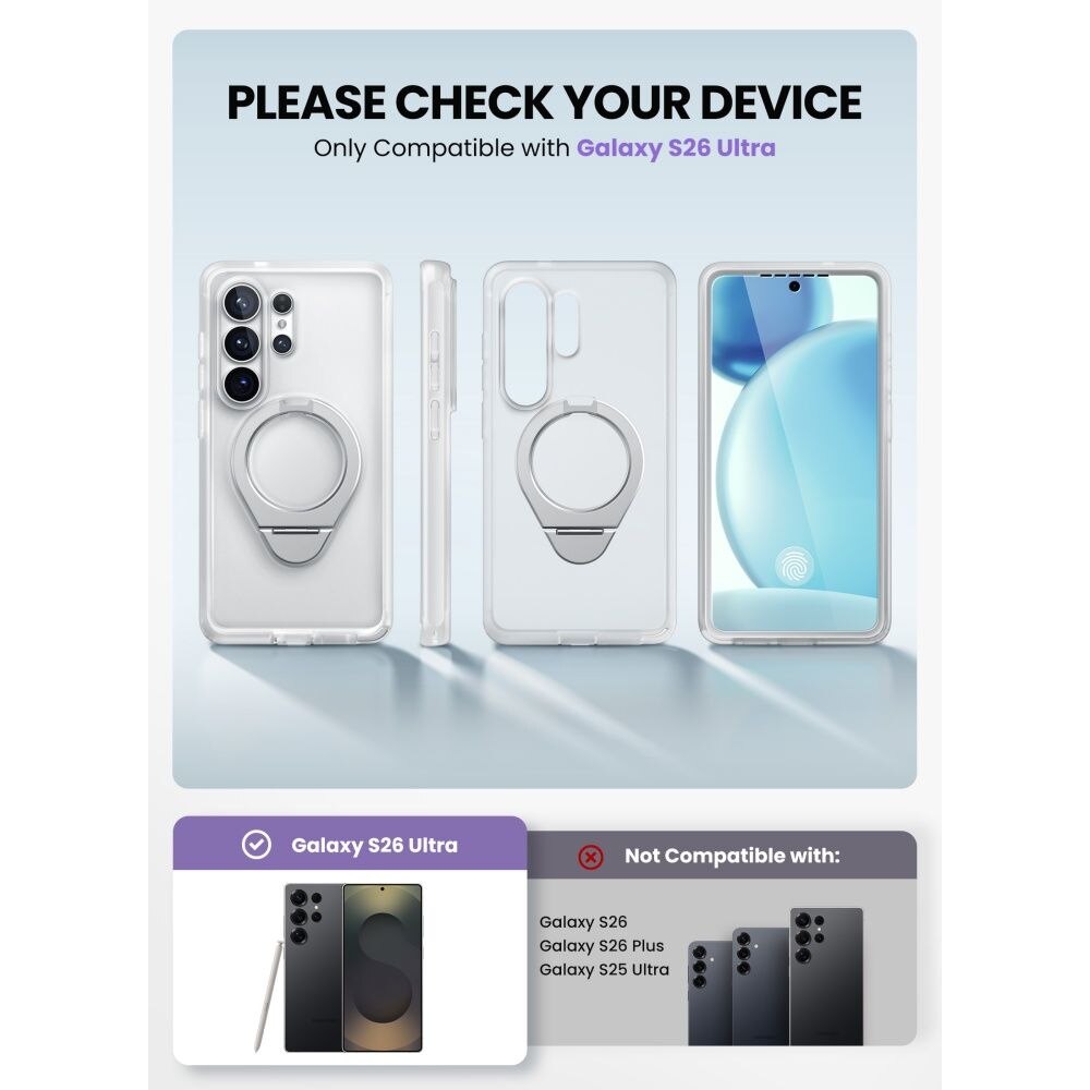 Carcasa Supcase Cosmo Mag pentru Samsung Galaxy S26 Ultra, transparent, blindată, funcție suport