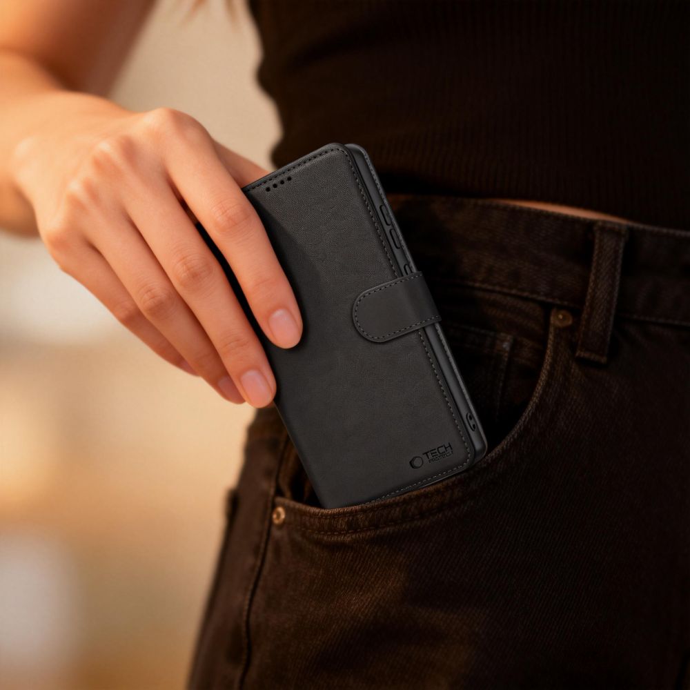 Husa flip cover Tech-Protect Wallet compatibila cu Motorola Edge 70 Pro 5G, Negru