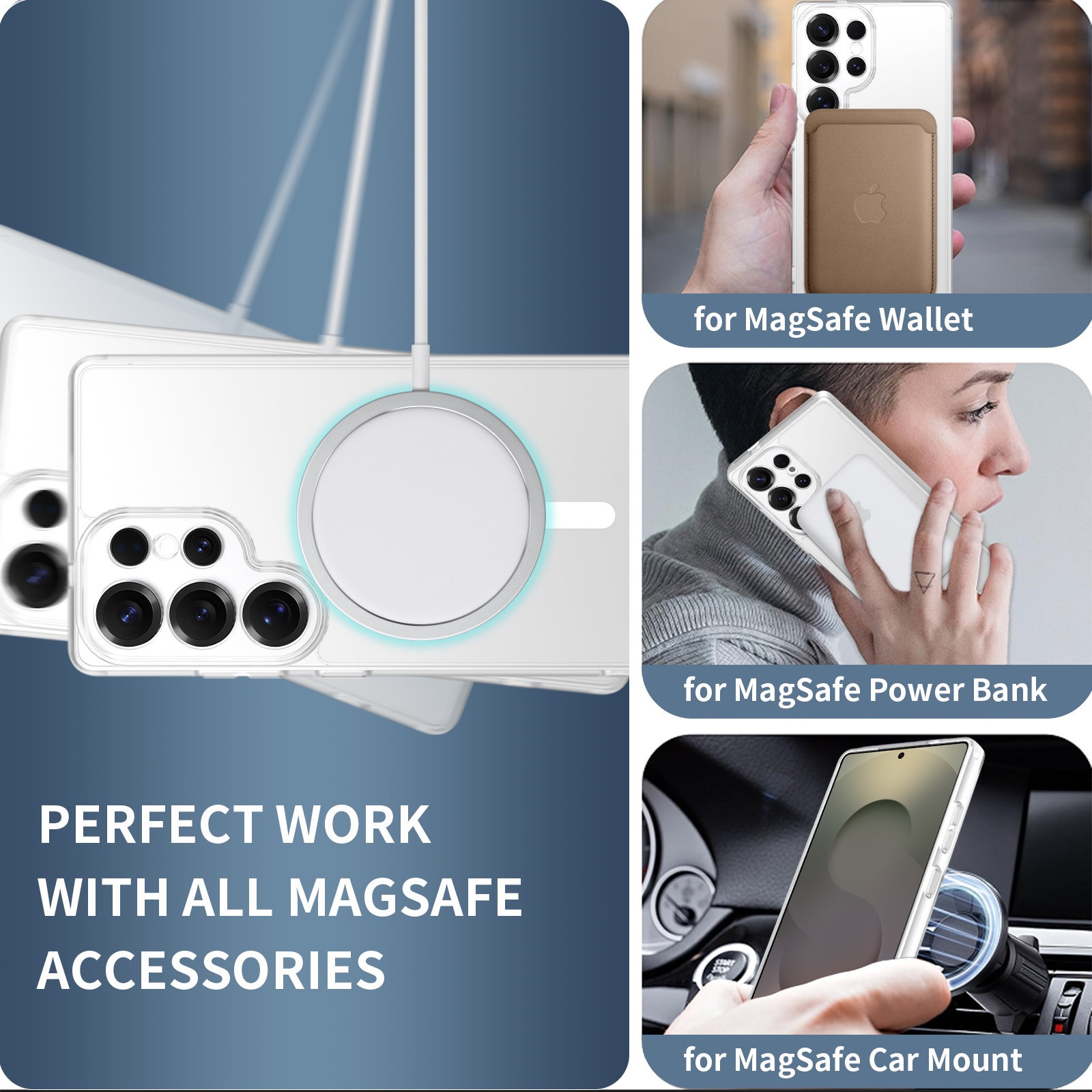 Husa de protectie pentru Samsung Galaxy S25 Ultra, Omelivon, MagSafe, Protectie completa, Anti-Soc, Decupaje Precise, Incarcare Wireless, Materiale Premium, Transparent mat