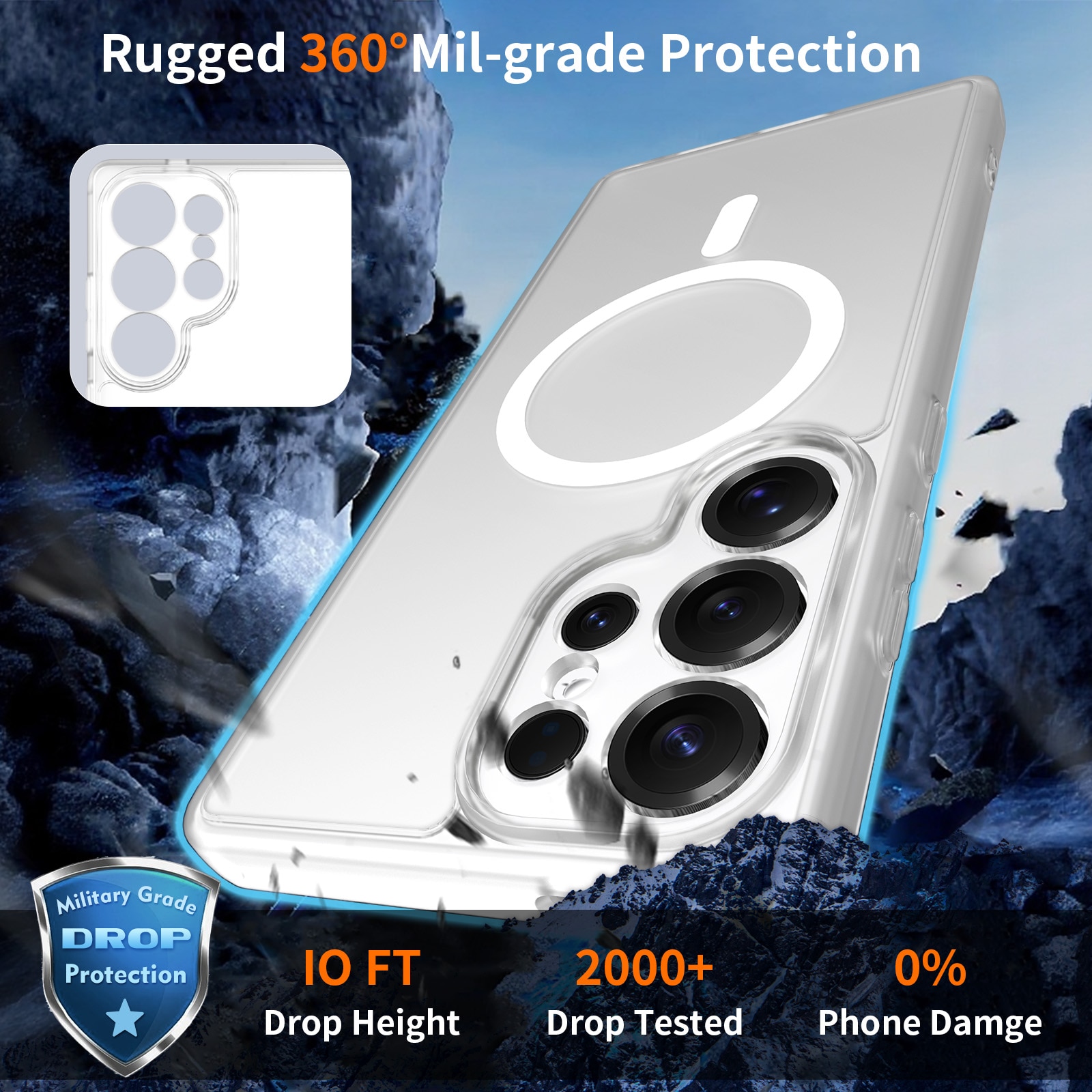 Husa de protectie pentru Samsung Galaxy S25 Ultra, Omelivon, MagSafe, Protectie completa, Anti-Soc, Decupaje Precise, Incarcare Wireless, Materiale Premium, Transparent mat