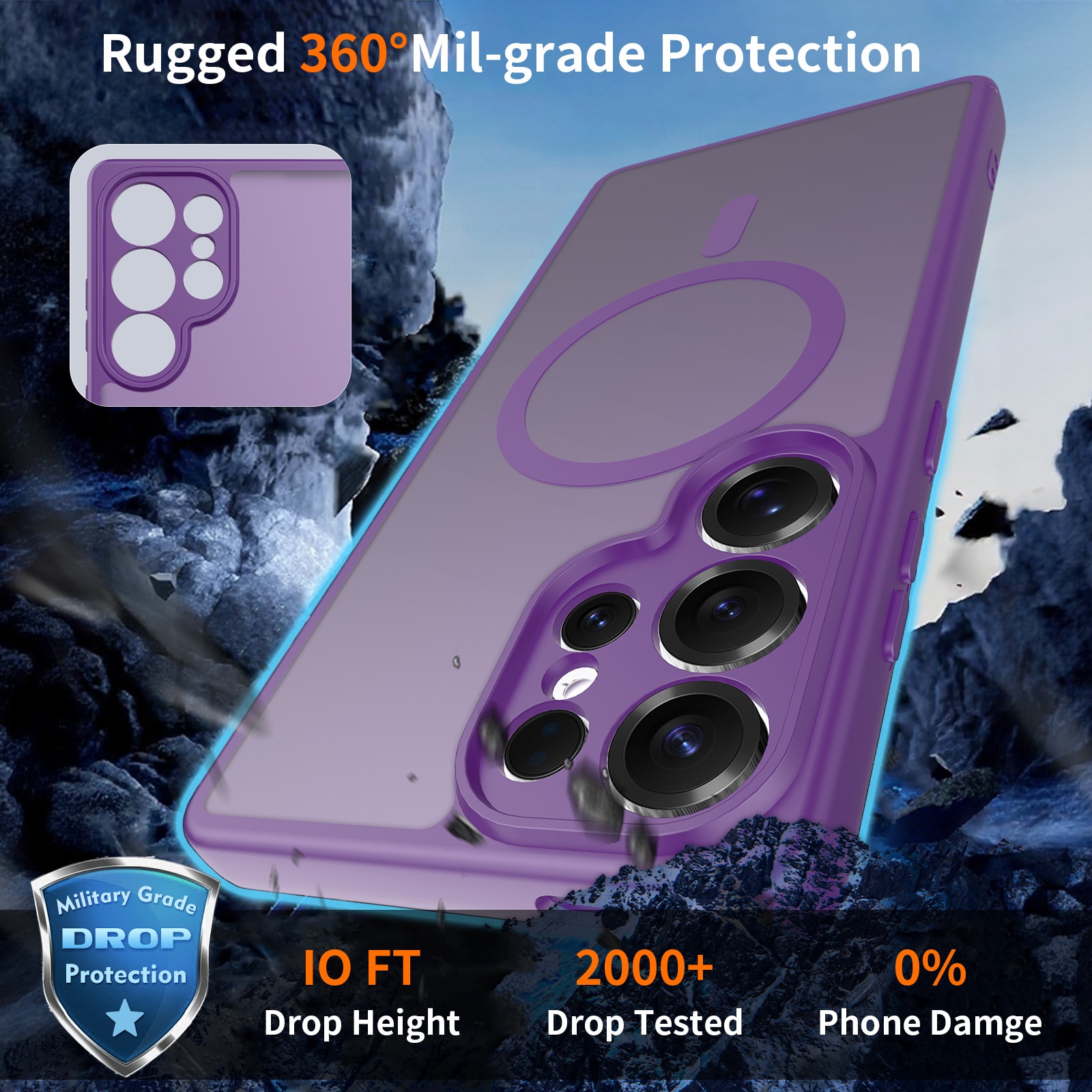 Husa de protectie pentru Samsung Galaxy S25 Ultra, Omelivon, MagSafe, Protectie completa, Anti-Soc, Decupaje Precise, Incarcare Wireless, Materiale Premium, Violet inchis