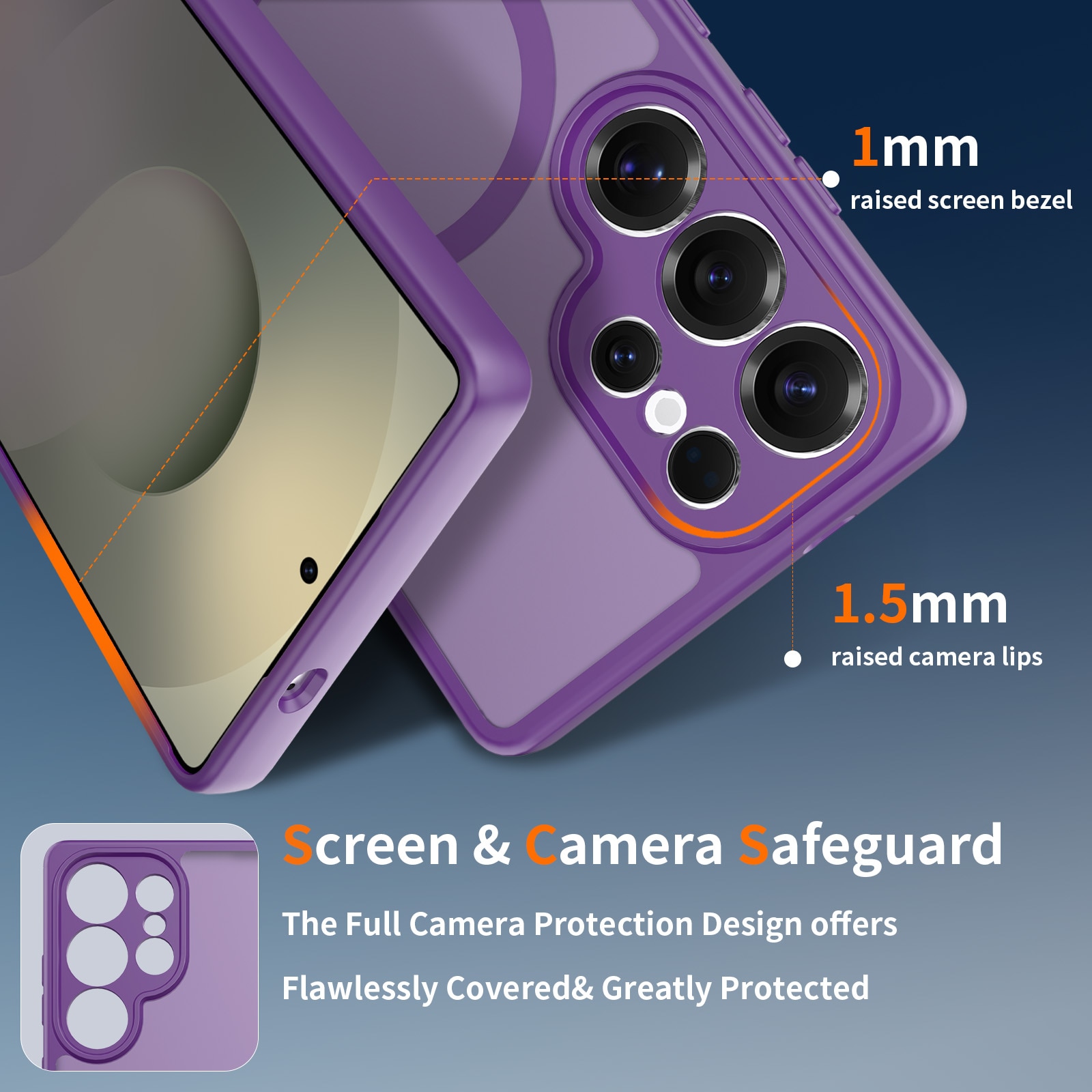 Husa de protectie pentru Samsung Galaxy S25 Ultra, Omelivon, MagSafe, Protectie completa, Anti-Soc, Decupaje Precise, Incarcare Wireless, Materiale Premium, Violet inchis