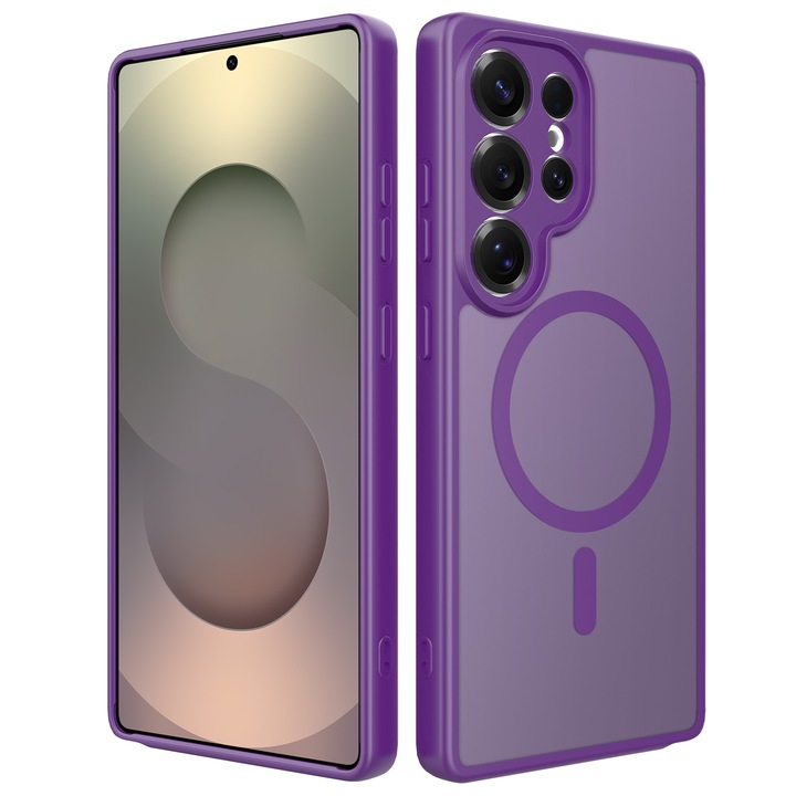 Husa de protectie pentru Samsung Galaxy S25 Ultra, Omelivon, MagSafe, Protectie completa, Anti-Soc, Decupaje Precise, Incarcare Wireless, Materiale Premium, Violet inchis