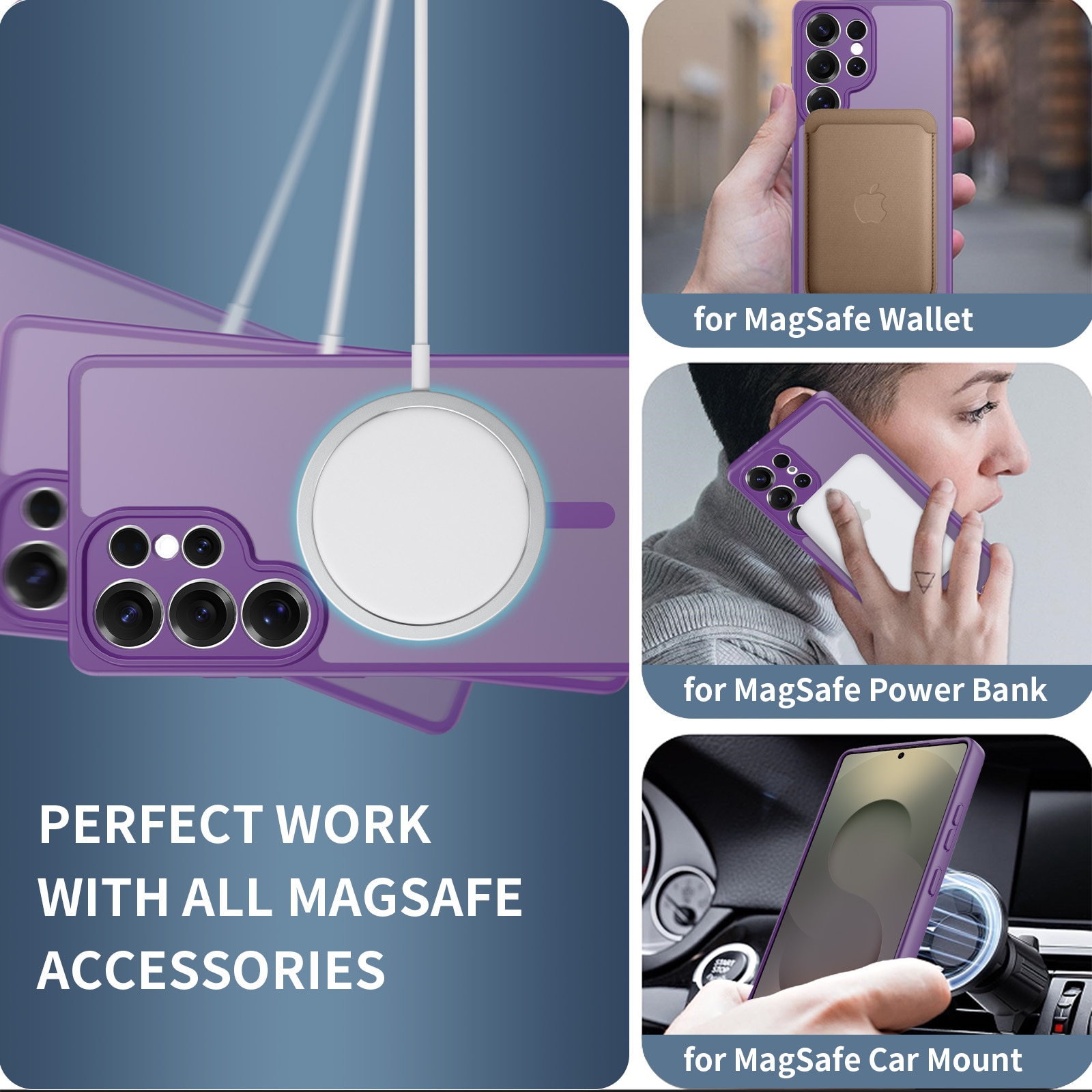 Husa de protectie pentru Samsung Galaxy S25 Ultra, Omelivon, MagSafe, Protectie completa, Anti-Soc, Decupaje Precise, Incarcare Wireless, Materiale Premium, Violet inchis